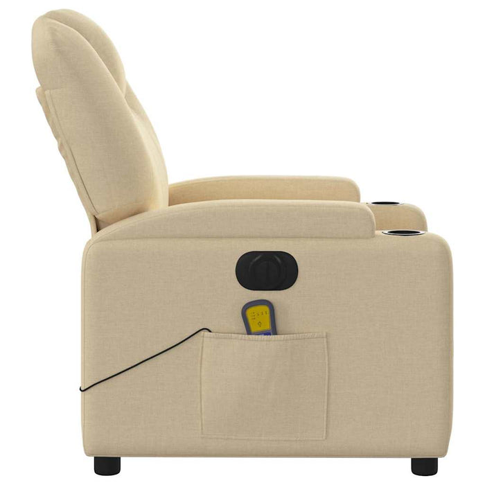 Fotoliu electric de masaj rabatabil, crem, textil - WALTI WALTI