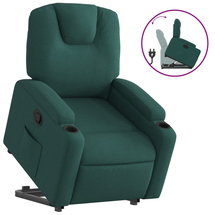 Fotoliu rabatabil ridicare pe verticală, verde închis, textil - WALTI WALTI