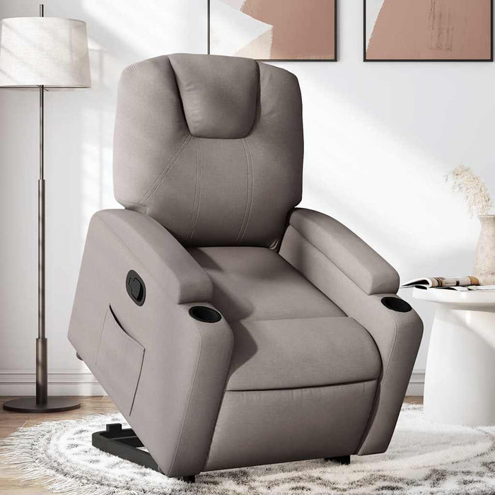 Fotoliu rabatabil cu ridicare pe verticală, gri taupe, textil - WALTI WALTI