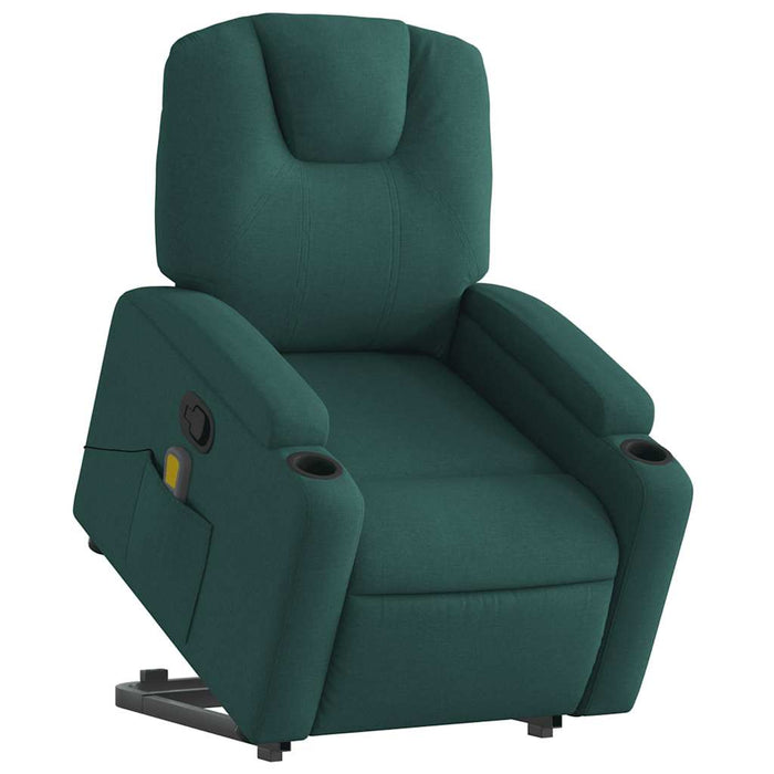 Fotoliu rabatabil de masaj, cu ridicare, verde închis, textil WALTI
