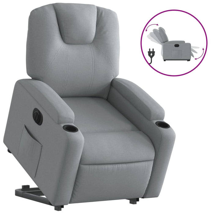 Fotoliu electric rabatabil cu ridicare, gri deschis, textil - WALTI WALTI