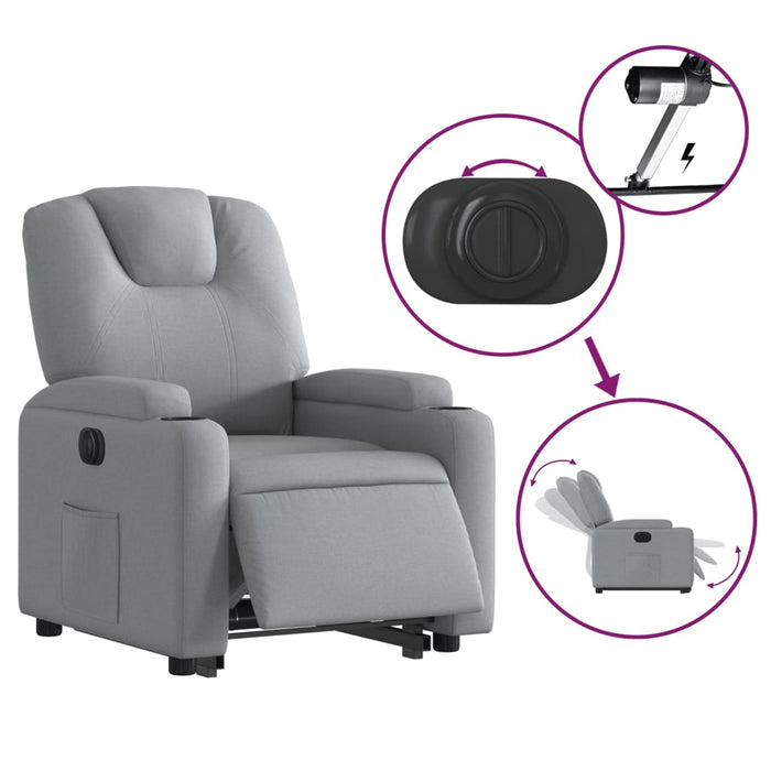 Fotoliu electric rabatabil cu ridicare, gri deschis, textil - WALTI WALTI