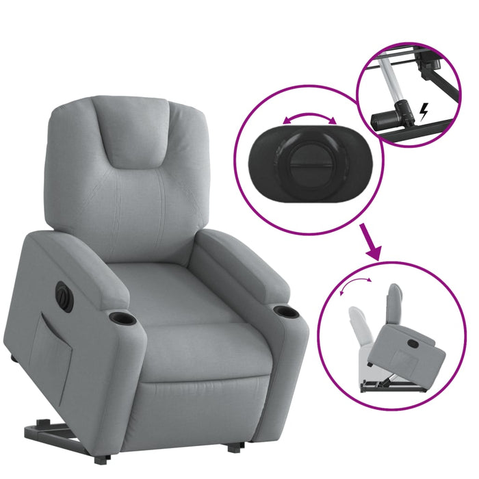 Fotoliu electric rabatabil cu ridicare, gri deschis, textil - WALTI WALTI