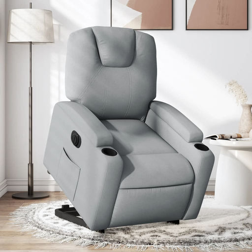 Fotoliu electric rabatabil cu ridicare, gri deschis, textil - WALTI WALTI