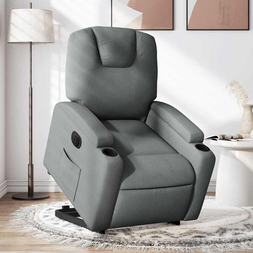 Fotoliu electric rabatabil cu ridicare, gri închis, textil - WALTI WALTI