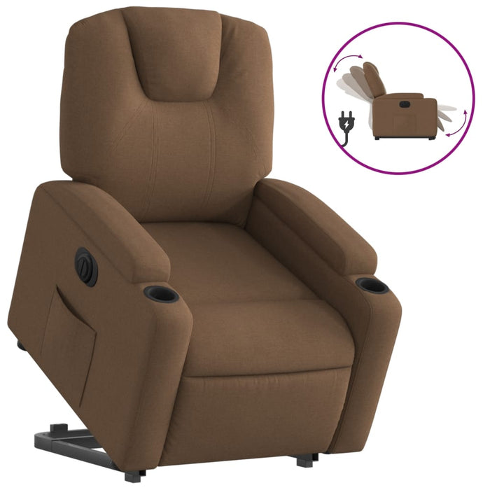 Fotoliu electric rabatabil cu ridicare, maro, textil - WALTI WALTI