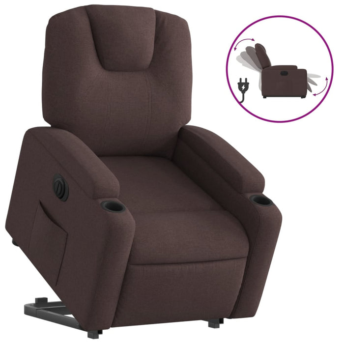 Fotoliu electric rabatabil cu ridicare, maro închis, textil - WALTI WALTI