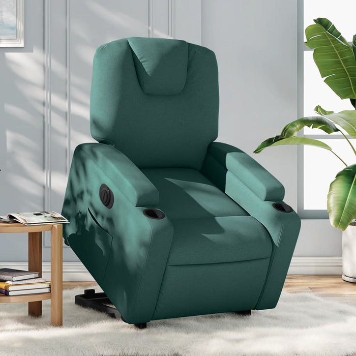Fotoliu electric rabatabil cu ridicare, verde închis, textil - WALTI WALTI