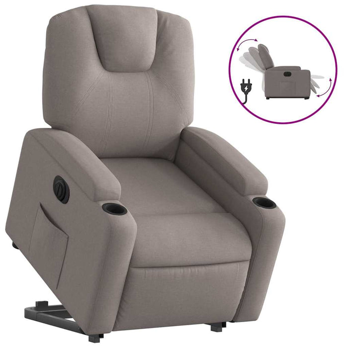 Fotoliu electric rabatabil cu ridicare, gri taupe, textil - WALTI WALTI