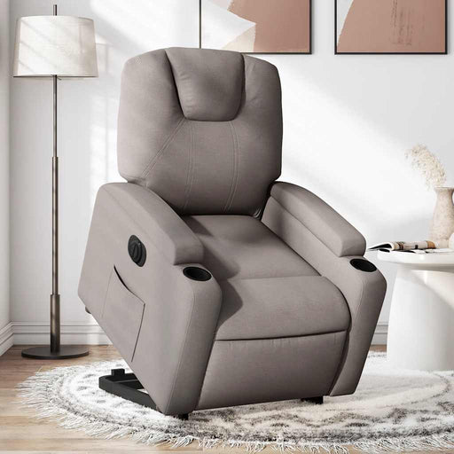 Fotoliu electric rabatabil cu ridicare, gri taupe, textil - WALTI WALTI