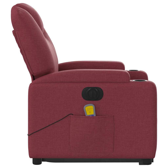 Fotoliu de masaj electric rabatabil cu ridicare roșu vin textil - WALTI WALTI