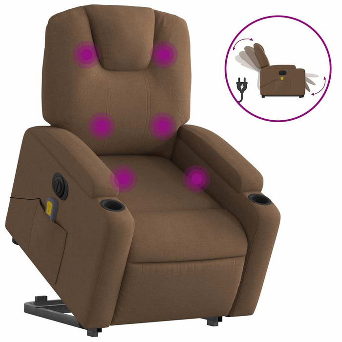 Fotoliu electric de masaj rabatabil cu ridicare, maro, textil - WALTI WALTI