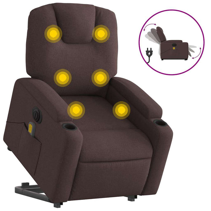 Fotoliu electric masaj rabatabil cu ridicare maro închis textil - WALTI WALTI