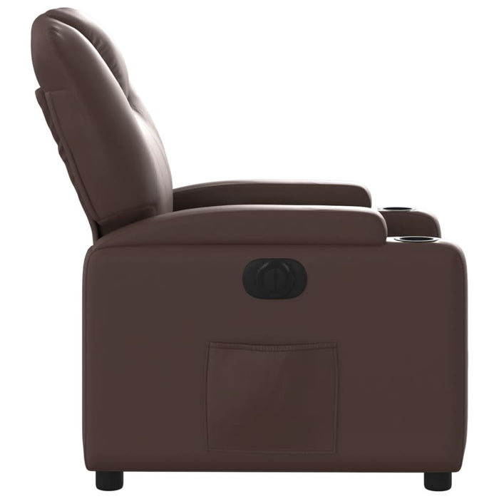 Fotoliu rabatabil electric, maro, piele ecologică WALTI