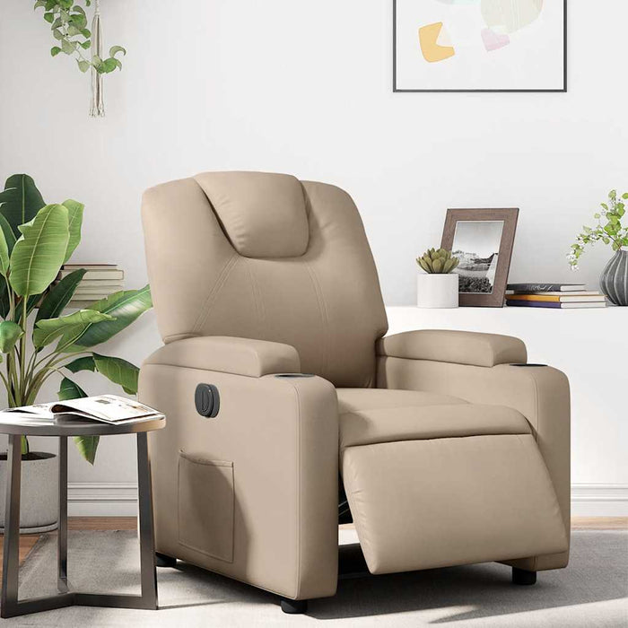 Fotoliu rabatabil electric, cappuccino, piele ecologică - WALTI WALTI