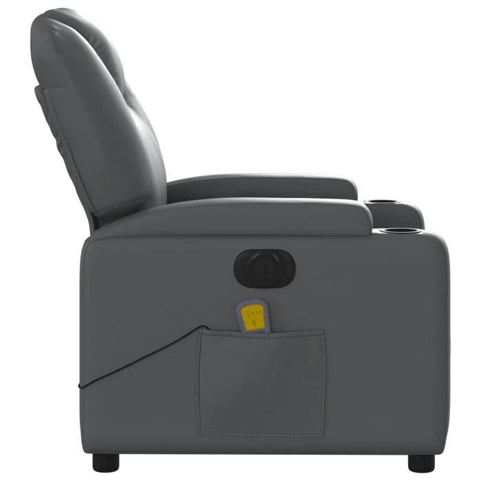 Fotoliu de masaj electric rabatabil, gri, piele ecologică - WALTI WALTI