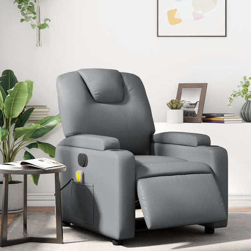 Fotoliu de masaj electric rabatabil, gri, piele ecologică - WALTI WALTI