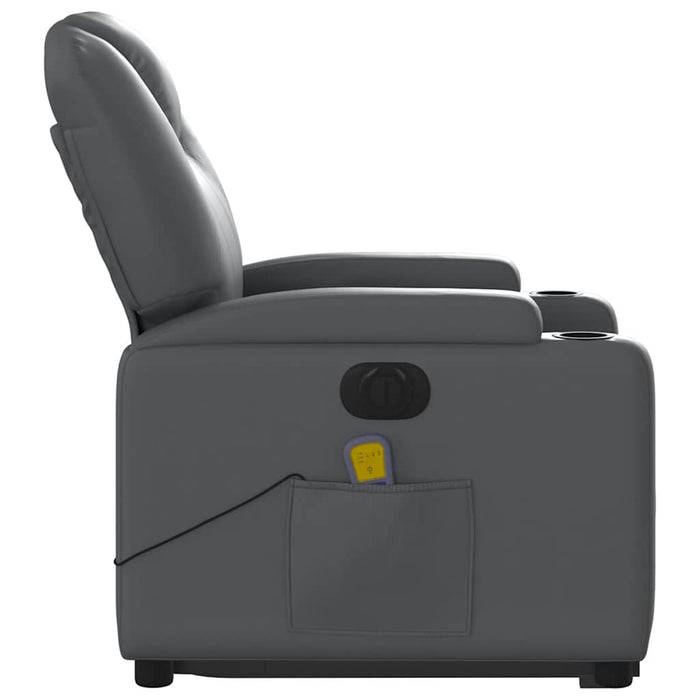 Fotoliu masaj rabatabil electric cu ridicare, gri, piele eco - WALTI WALTI