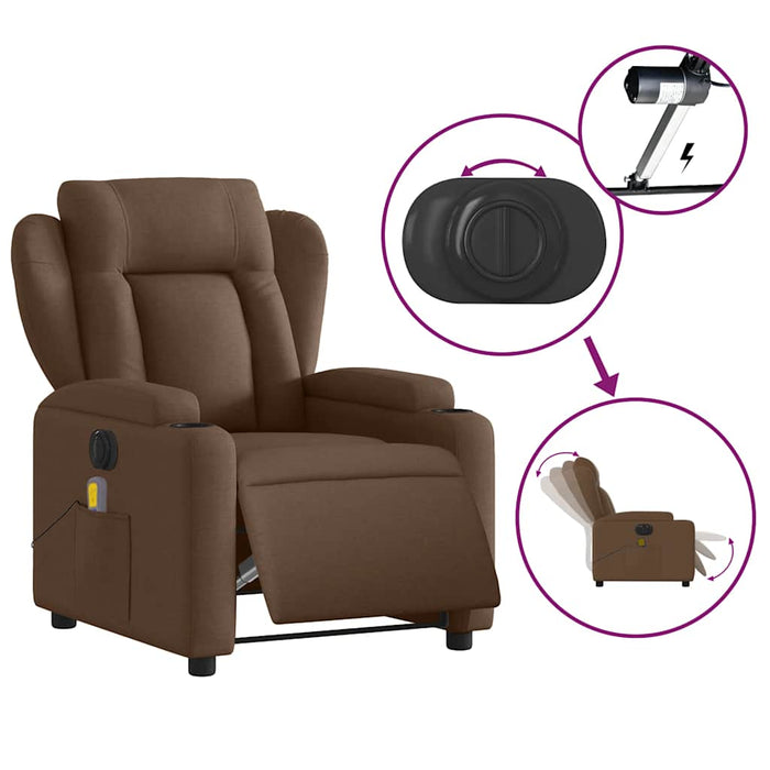 Fotoliu electric de masaj rabatabil, maro, textil - WALTI WALTI