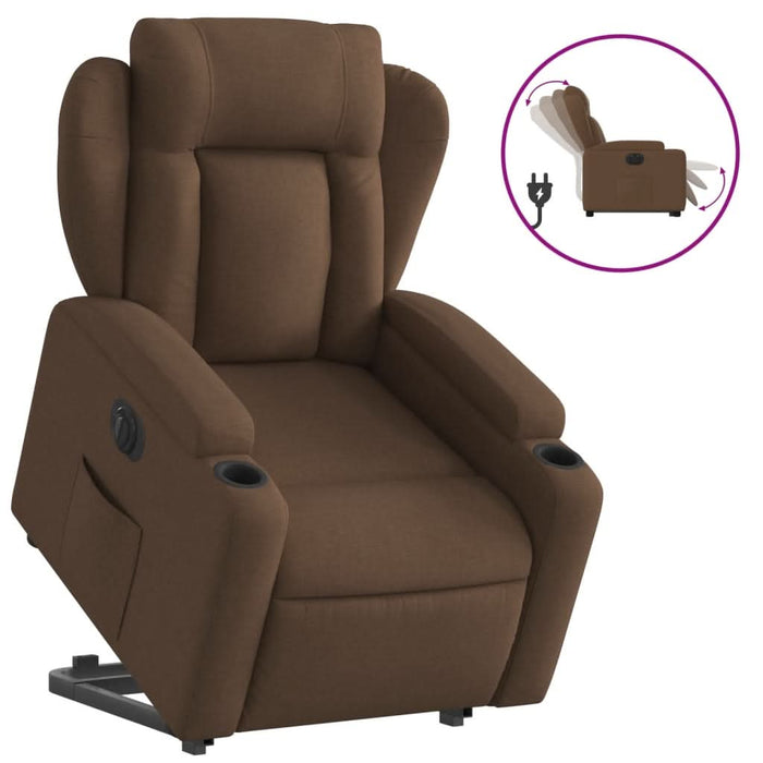 Fotoliu electric rabatabil cu ridicare, maro, textil - WALTI WALTI