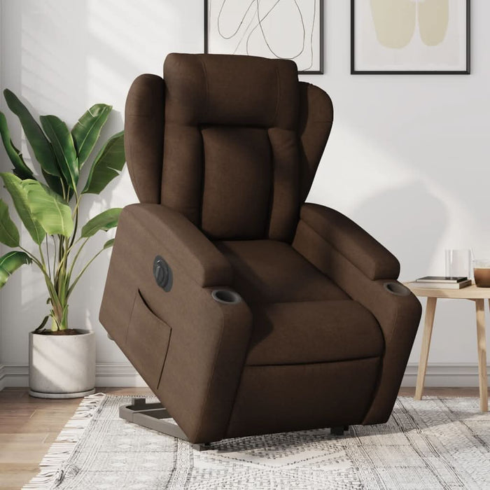 Fotoliu electric rabatabil cu ridicare, maro, textil - WALTI WALTI