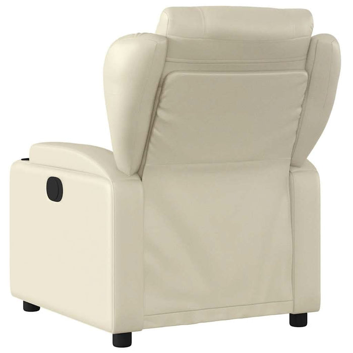 Fotoliu rabatabil electric, crem, piele ecologică WALTI
