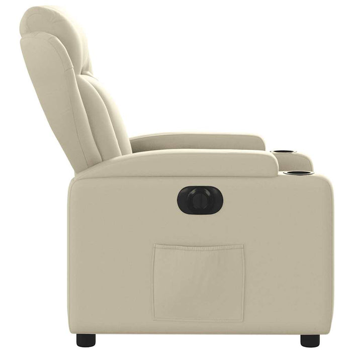 Fotoliu rabatabil electric, crem, piele ecologică WALTI