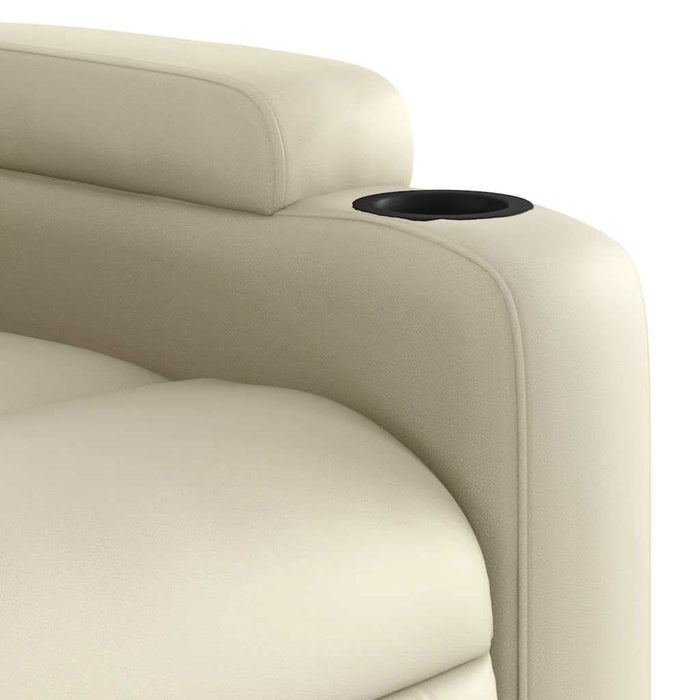 Fotoliu rabatabil electric, crem, piele ecologică WALTI