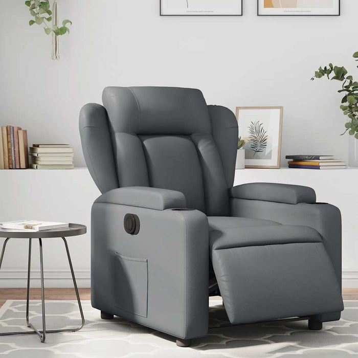 Fotoliu rabatabil electric, gri, piele ecologică - WALTI WALTI