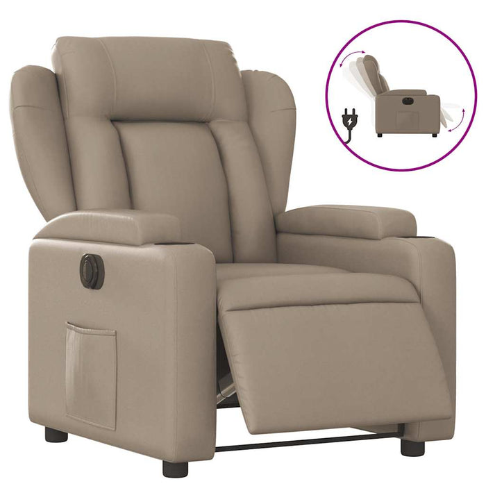 Fotoliu rabatabil electric, cappuccino, piele ecologică WALTI