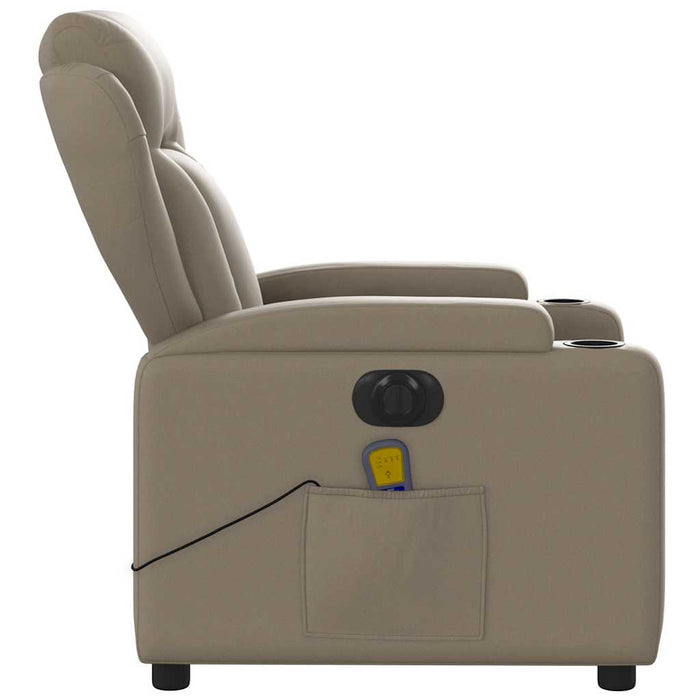 Fotoliu electric masaj rabatabil, cappuccino, piele ecologică - WALTI WALTI