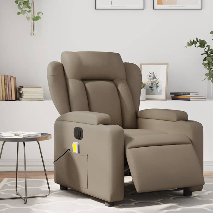 Fotoliu electric masaj rabatabil, cappuccino, piele ecologică - WALTI WALTI