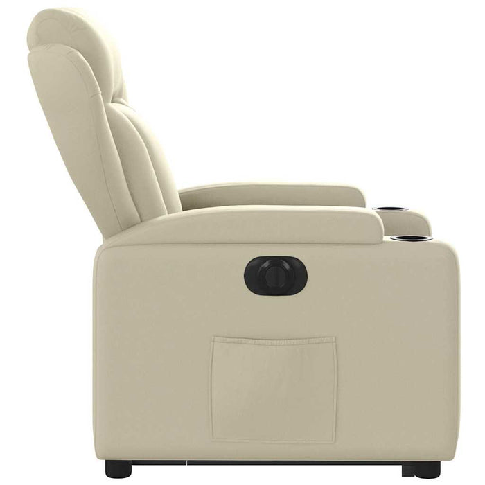 Fotoliu rabatabil electric cu ridicare, crem, piele ecologică WALTI