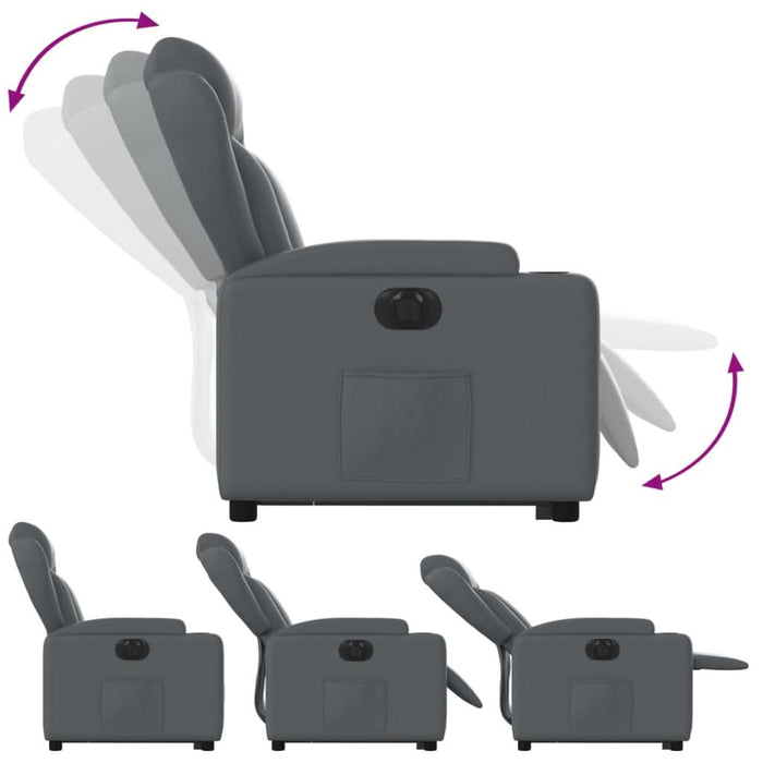 Fotoliu rabatabil electric cu ridicare, gri, piele ecologică - WALTI WALTI