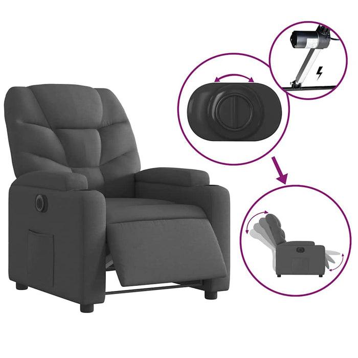 Fotoliu rabatabil electric, negru, material textil - WALTI WALTI