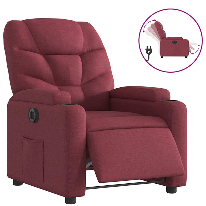 Fotoliu rabatabil electric, roșu vin, material textil WALTI