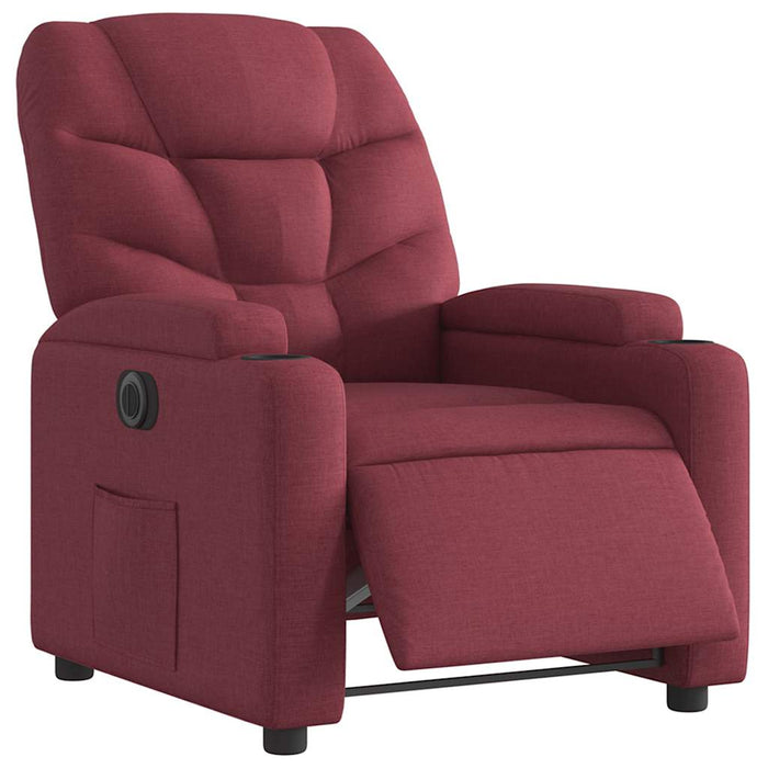 Fotoliu rabatabil electric, roșu vin, material textil WALTI