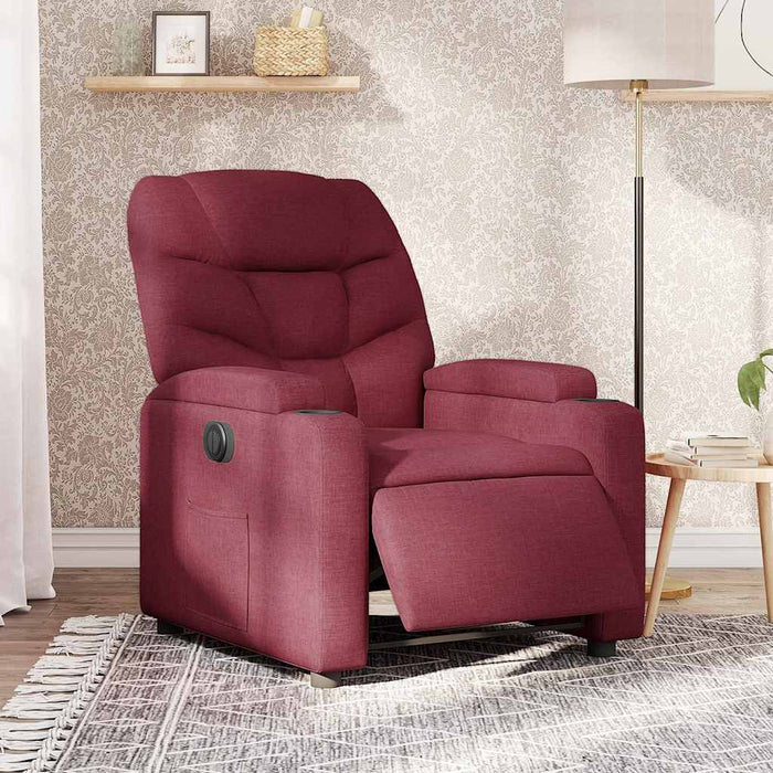 Fotoliu rabatabil electric, roșu vin, material textil WALTI