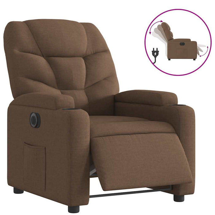 Fotoliu rabatabil electric, maro, material textil - WALTI WALTI