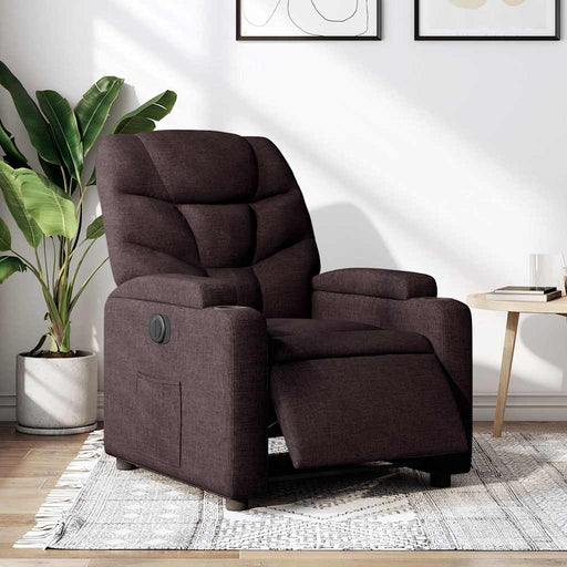 Fotoliu rabatabil electric, maro închis, material textil - WALTI WALTI