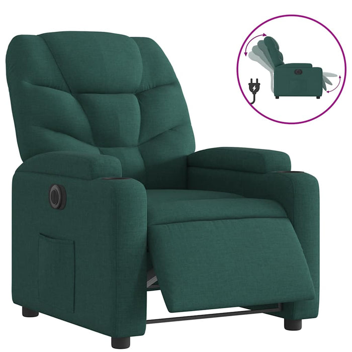 Fotoliu rabatabil electric, verde închis, material textil - WALTI WALTI