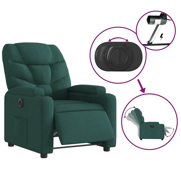 Fotoliu rabatabil electric, verde închis, material textil - WALTI WALTI
