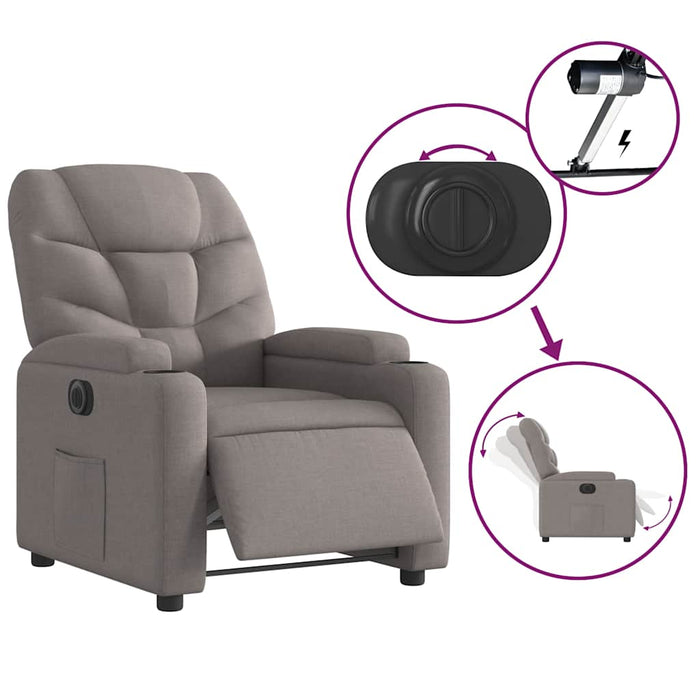 Fotoliu rabatabil electric, gri taupe, material textil - WALTI WALTI