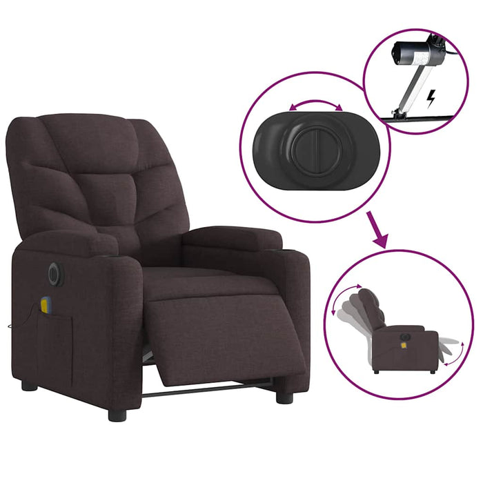 Fotoliu electric de masaj rabatabil, maro închis, textil - WALTI WALTI