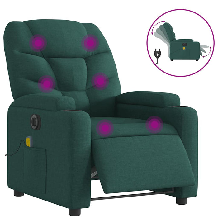 Fotoliu electric de masaj rabatabil, verde închis, textil - WALTI WALTI