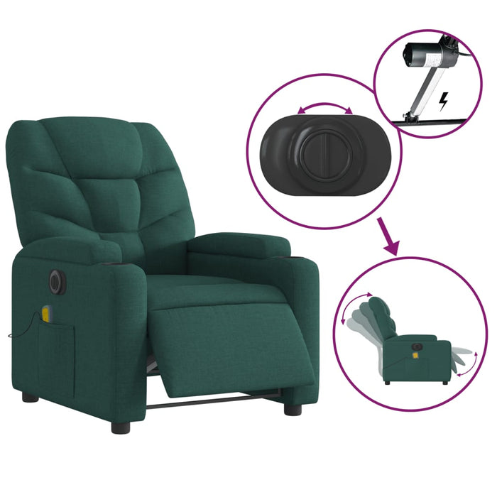 Fotoliu electric de masaj rabatabil, verde închis, textil - WALTI WALTI