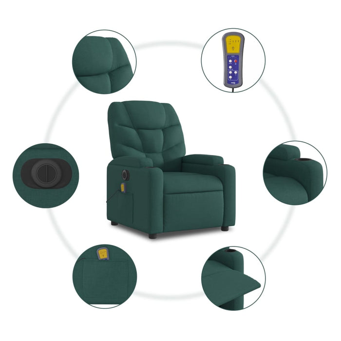 Fotoliu electric de masaj rabatabil, verde închis, textil - WALTI WALTI