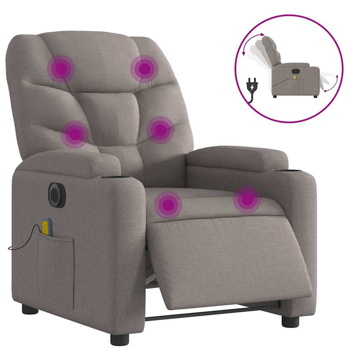 Fotoliu electric de masaj rabatabil, gri taupe, textil - WALTI WALTI