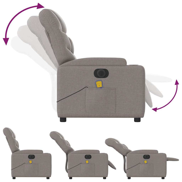 Fotoliu electric de masaj rabatabil, gri taupe, textil - WALTI WALTI