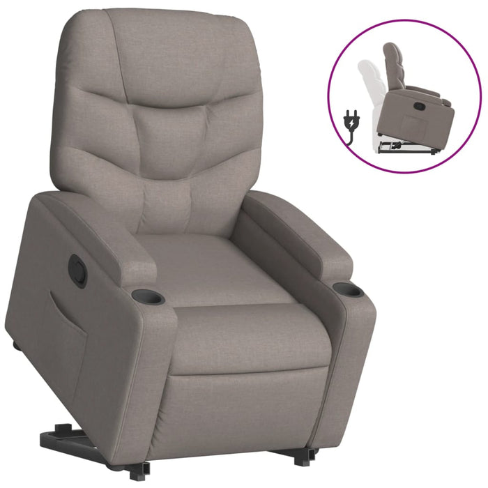 Fotoliu rabatabil cu ridicare pe verticală, gri taupe, textil - WALTI WALTI